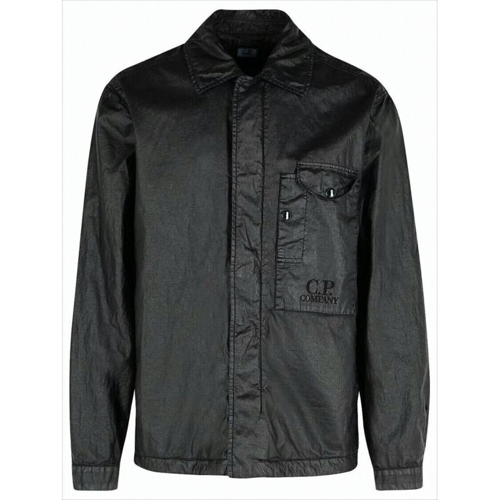 C.P. COMPANY Linen Black Jacket with Classic Collar